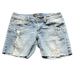 Angels Women's Distressed Blue Denim Shorts Size 7